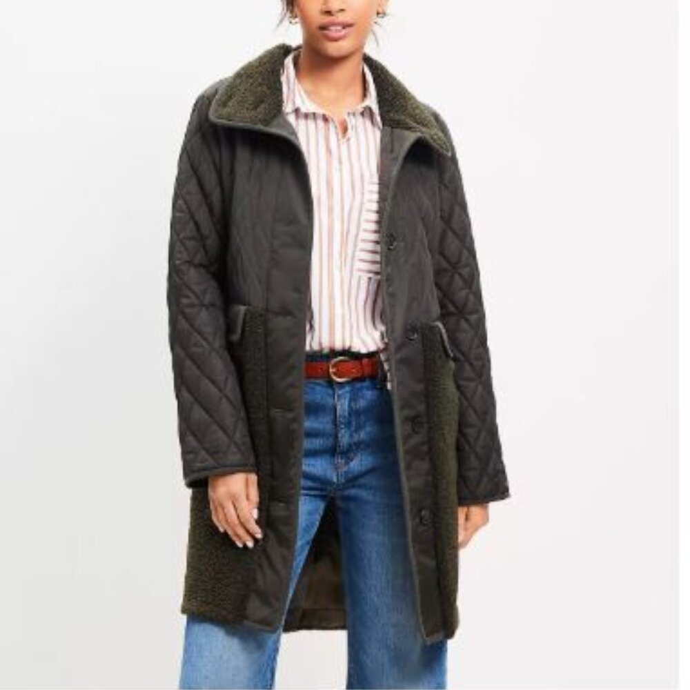 LOFT Shearling Mixed Media Coat - Size M